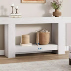 Entryway Console Table, Farmhouse 2-Tier Entryway Table, Long Sofa Accent Table Behind Couch Table with Open Storage for Entrance, Living Room, 63