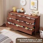 9 Drawers Dresser for Bedroom, 60.6 Wide Dressers with Curved Profile Design, Fluted Wood Drawers, Modern Chest of Dressersfor Living Room