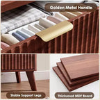 9 Drawers Dresser for Bedroom, 60.6 Wide Dressers with Curved Profile Design, Fluted Wood Drawers, Modern Chest of Dressersfor Living Room