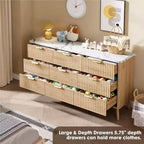 9 Drawers Dresser for Bedroom, 60.6 Wide Dressers with Curved Profile Design, Fluted Wood Drawers, Modern Chest of Dressersfor Living Room