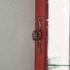 Vitrine d'angle avec éclairage, étagères en verre réglables et décoration perlée pour l'exposition de collections