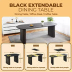 Extensible Dining Table with MDF Top and Metal Legs, for Dining Room, Office, or Coffee Table