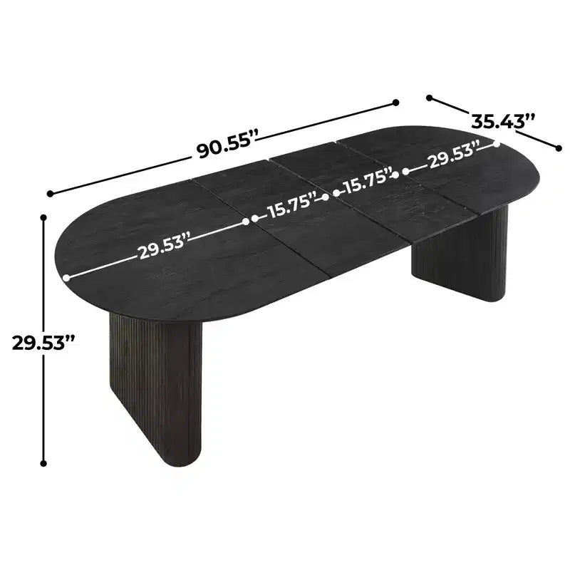 Extensible Dining Table with MDF Top and Metal Legs, for Dining Room, Office, or Coffee Table
