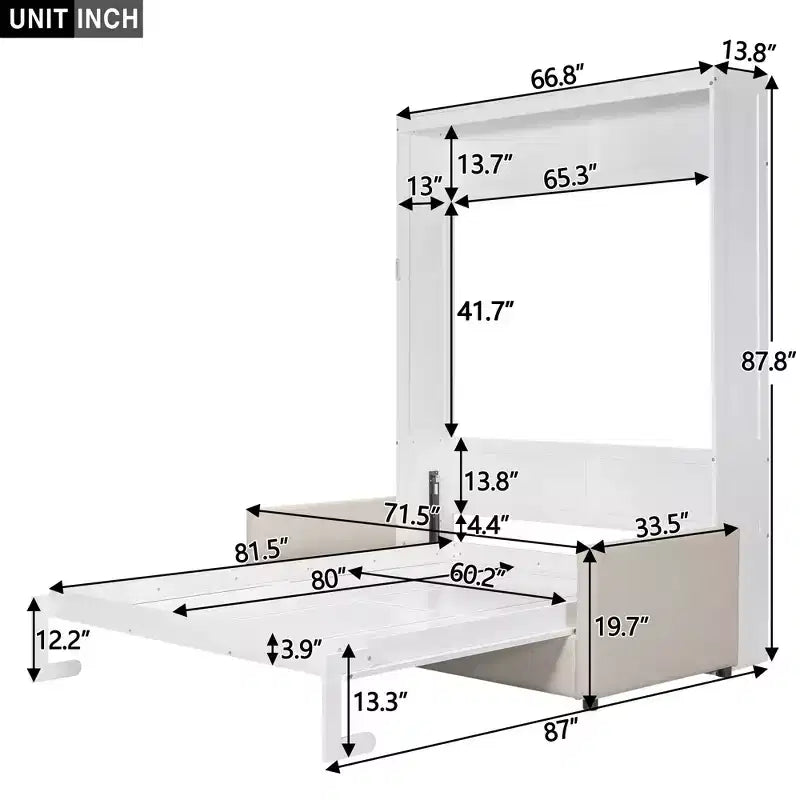 Luxystar Modern Queen Murphy Bed Wall Bed with Cushion