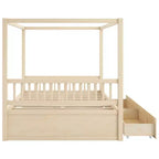 Polibi Rustic Wooden Canopy Bed with Storage Drawers