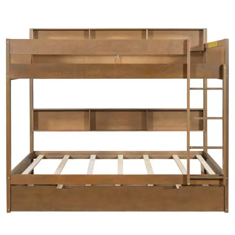 Whisen Full over Full Bunk Bed & Bed Frame with Trundle & Built-in Storage