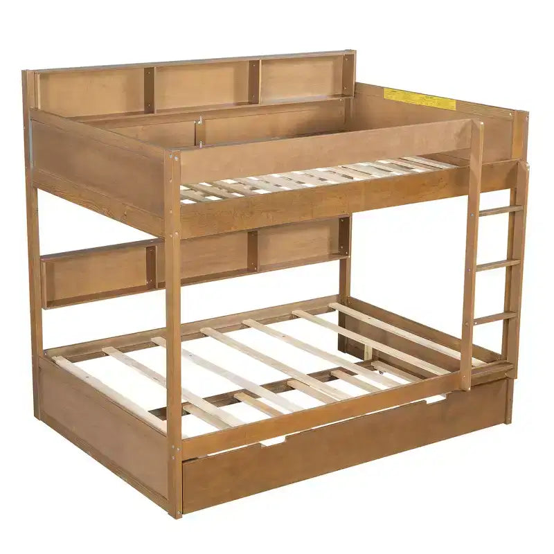 Whisen Full over Full Bunk Bed & Bed Frame with Trundle & Built-in Storage