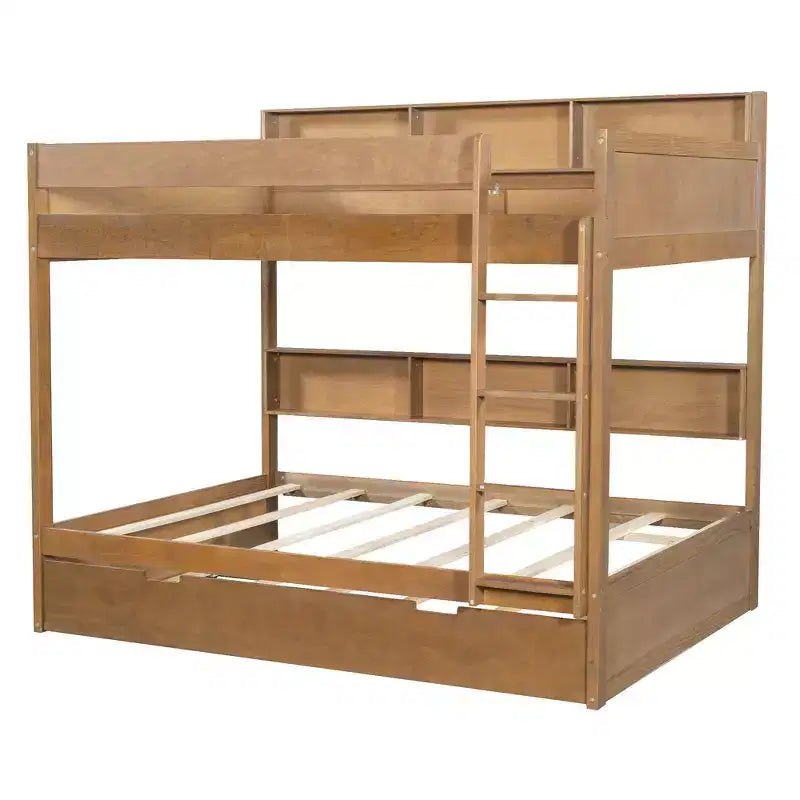 Whisen Full over Full Bunk Bed & Bed Frame with Trundle & Built-in Storage