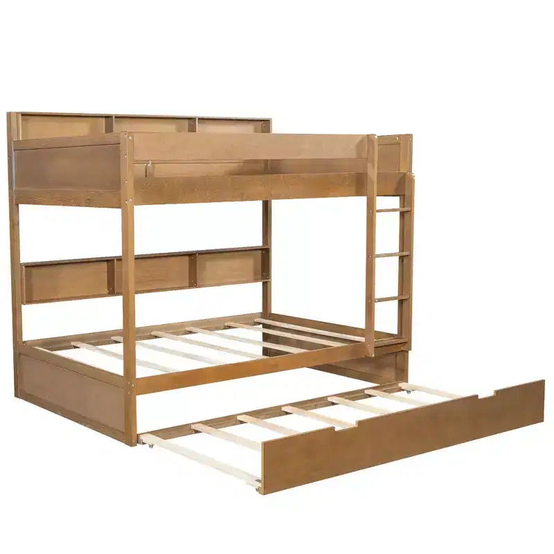 Whisen Full over Full Bunk Bed & Bed Frame with Trundle & Built-in Storage