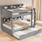 Whisen Full over Full Bunk Bed & Bed Frame with Trundle & Built-in Storage