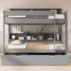 Whisen Full over Full Bunk Bed & Bed Frame with Trundle & Built-in Storage