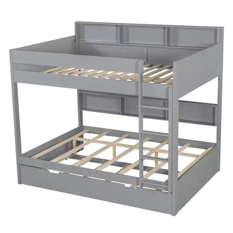 Whisen Full over Full Bunk Bed & Bed Frame with Trundle & Built-in Storage