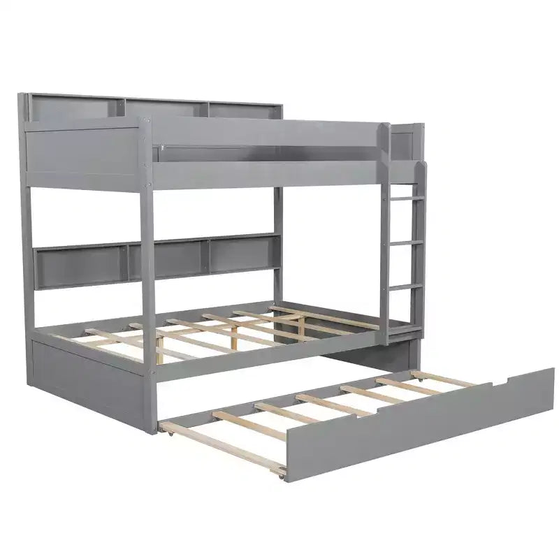 Whisen Full over Full Bunk Bed & Bed Frame with Trundle & Built-in Storage