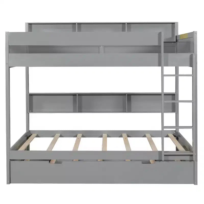 Whisen Full over Full Bunk Bed & Bed Frame with Trundle & Built-in Storage