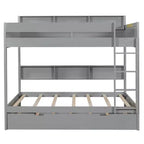 Whisen Full over Full Bunk Bed & Bed Frame with Trundle & Built-in Storage