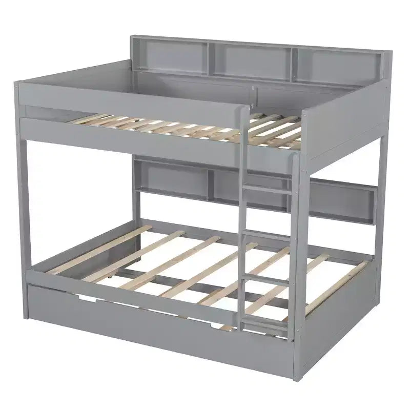 Whisen Full over Full Bunk Bed & Bed Frame with Trundle & Built-in Storage