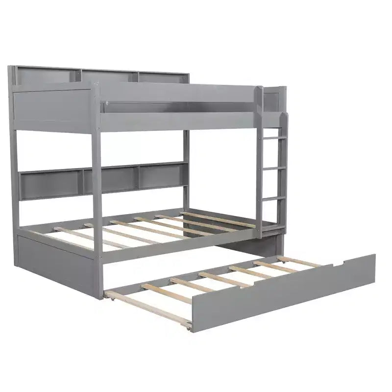 Whisen Full over Full Bunk Bed & Bed Frame with Trundle & Built-in Storage