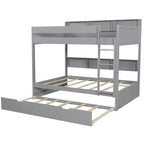 Whisen Full over Full Bunk Bed & Bed Frame with Trundle & Built-in Storage