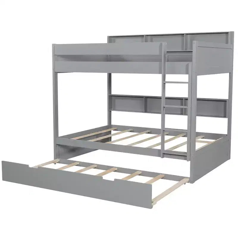 Whisen Full over Full Bunk Bed & Bed Frame with Trundle & Built-in Storage