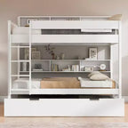 Whisen Full over Full Bunk Bed & Bed Frame with Trundle & Built-in Storage