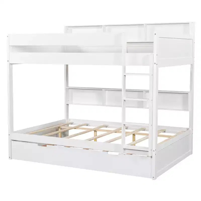 Whisen Full over Full Bunk Bed & Bed Frame with Trundle & Built-in Storage