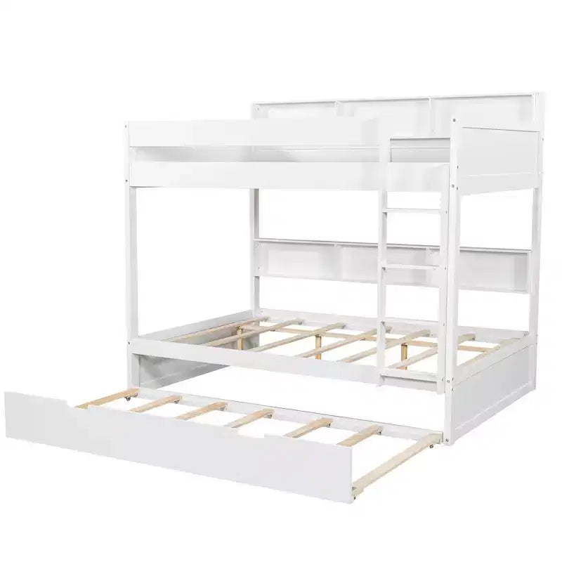 Whisen Full over Full Bunk Bed & Bed Frame with Trundle & Built-in Storage