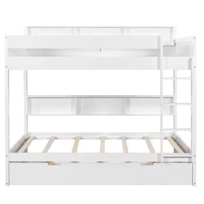 Whisen Full over Full Bunk Bed & Bed Frame with Trundle & Built-in Storage