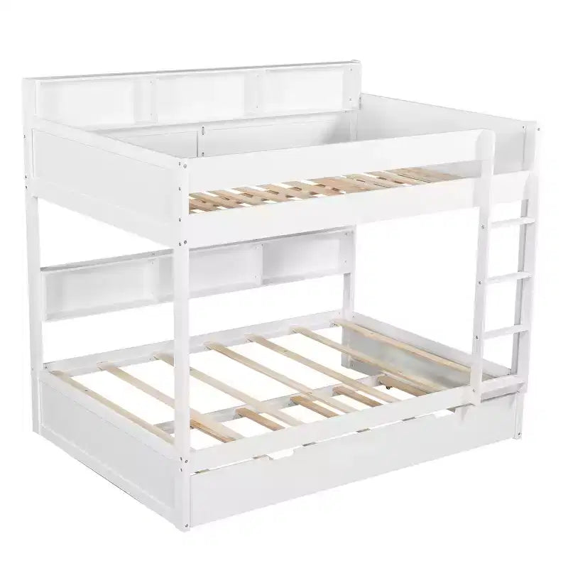 Whisen Full over Full Bunk Bed & Bed Frame with Trundle & Built-in Storage