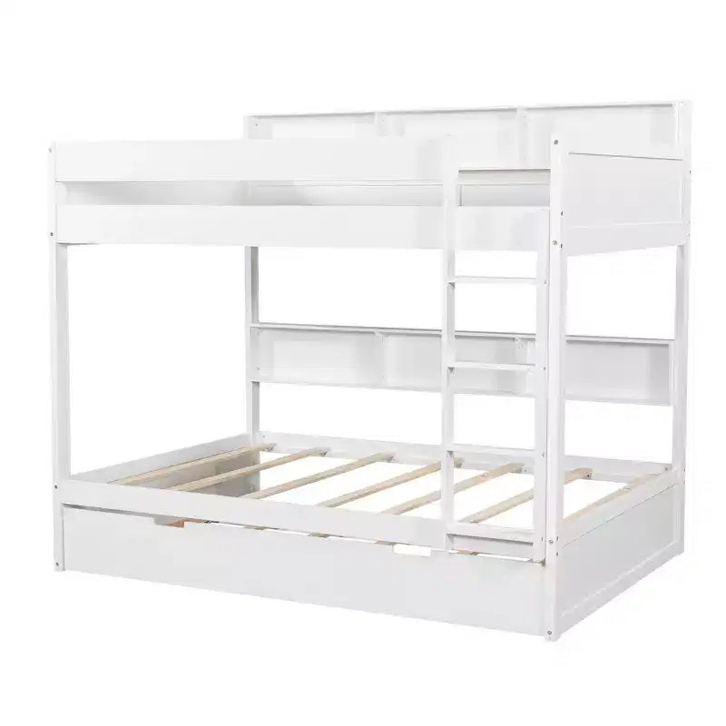 Whisen Full over Full Bunk Bed & Bed Frame with Trundle & Built-in Storage