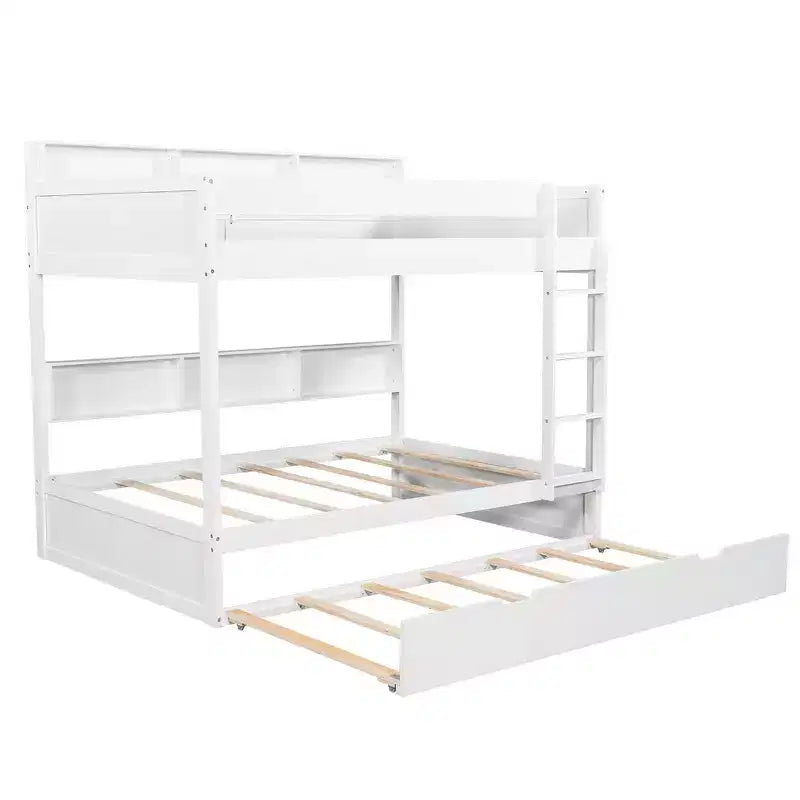 Whisen Full over Full Bunk Bed & Bed Frame with Trundle & Built-in Storage