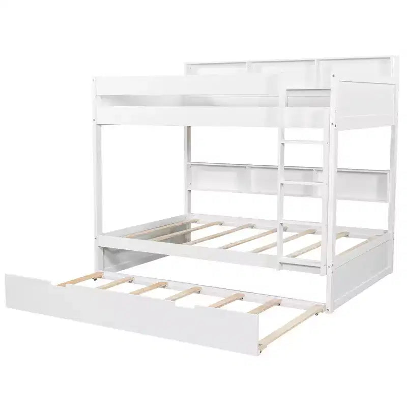 Whisen Full over Full Bunk Bed & Bed Frame with Trundle & Built-in Storage