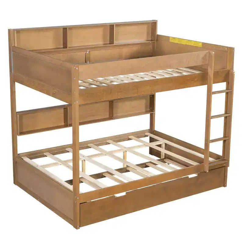 Whisen Full over Full Bunk Bed & Bed Frame with Trundle & Built-in Storage
