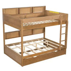 Whisen Full over Full Bunk Bed & Bed Frame with Trundle & Built-in Storage