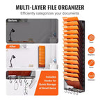 16-Pocket Mesh Wall Mounted File Organizer for Office and Home - Metal Document Rack