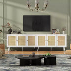 47.2 Rattan Sideboard Buffet Cabinet with 3 Doors,Boho Sideboard Buffet Cabinet with Adjustable Shelves, Console Table for Living Room, Dining Room