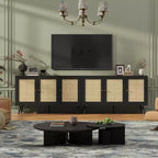 47.2 Rattan Sideboard Buffet Cabinet with 3 Doors,Boho Sideboard Buffet Cabinet with Adjustable Shelves, Console Table for Living Room, Dining Room