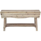 eHemco Solid Hardwood Bench with Storage Shelf and 4 Panels, 36x15.25x17.3 Inches, White Washed Finish