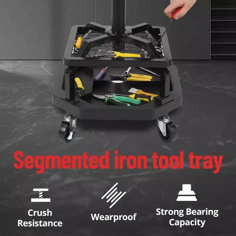 Rolling Garage Stool, Adjustable Height 330LBS Capacity Mechanic Stool, 360 Swivel Wheels Padded Shop Seat, Heavy Duty Work Bench for Workshop