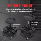 Rolling Garage Stool, Adjustable Height 330LBS Capacity Mechanic Stool, 360 Swivel Wheels Padded Shop Seat, Heavy Duty Work Bench for Workshop