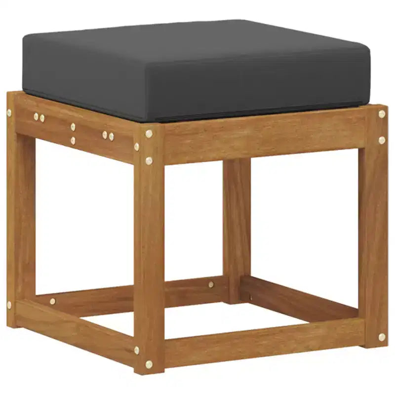 vidaXL Stool Bench Natural and Anthracite 16.93 x 16.93 x 14.57 in