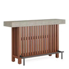 GDFStudio Paula Modern Metal and Wood Bar Table with 2-Tier Storage and Adjustable Foot Pads