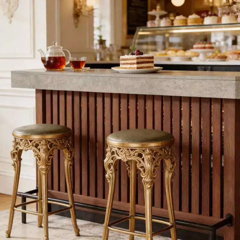 GDFStudio Paula Modern Metal and Wood Bar Table with 2-Tier Storage and Adjustable Foot Pads