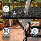 Durable Metal Steel Slat Patio Dining Table  Square Outdoor Bistro Table for Backyard, Garden, and Patio Furniture