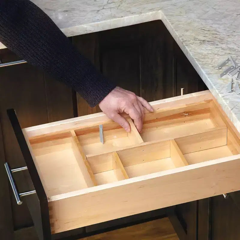 Rev-A-Shelf Customizable Drop-In Kitchen Drawer Organizer Kit for Large Utensils, Knick Knacks, & Cutlery Organization w/Adjusdable Clips, LD-4CT21-1