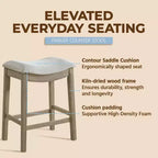 ROME + OAK Parker Backless Saddle Counter Stool, Reclaimed Oak, Grey, 3 Pack