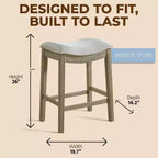 ROME + OAK Parker Backless Saddle Counter Stool, Reclaimed Oak, Grey, 3 Pack