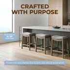 ROME + OAK Parker Backless Saddle Counter Stool, Reclaimed Oak, Grey, 3 Pack