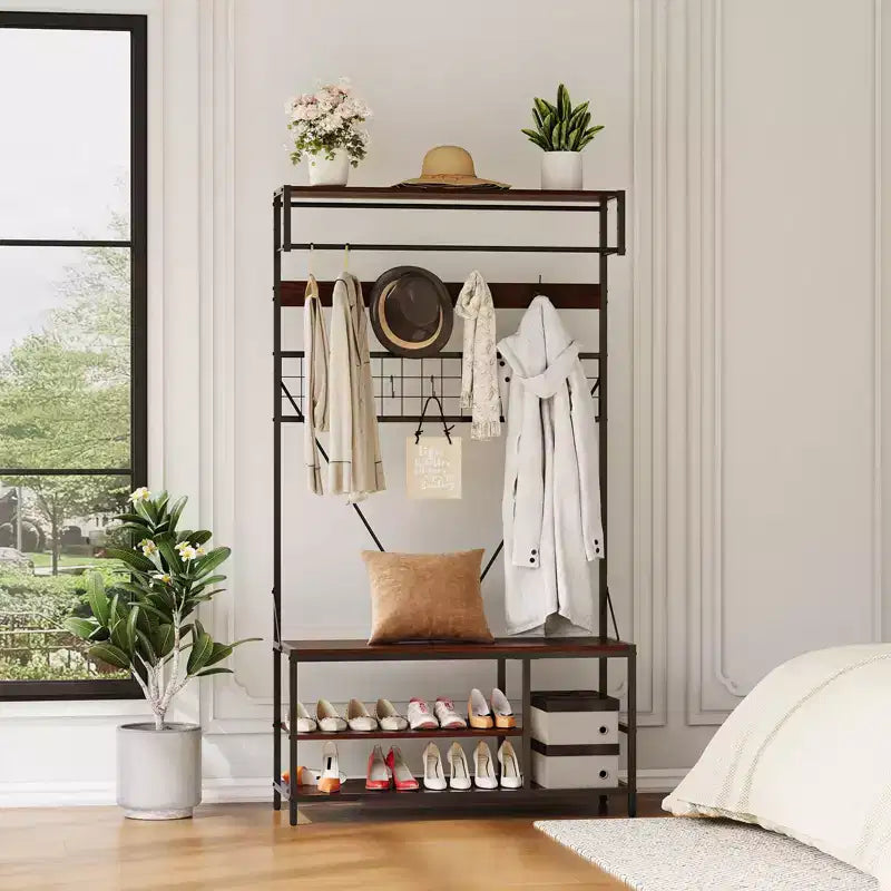 Versatile Freestanding Clothes Rack - Home Wardrobe Organizer for Efficient Storage - Durable Standalone Garment Rack
