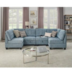 DIY Combination Modular Sectional Sofa with Hidden Storage and Copper Nail Inlays