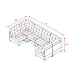 Canapé modulable combiné à faire soi-même avec rangement intégré et incrustations en clous de cuivre